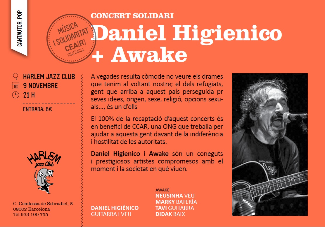 Concert De Daniel Higiénico + Awake El Diumenge 9/11 Solidari Amb Les Persones Refugiades!